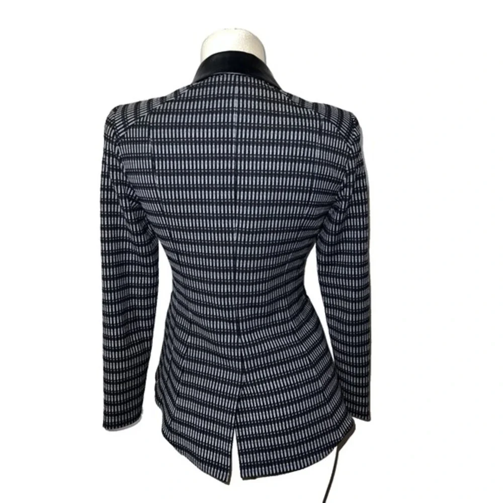Nanette Lepore Jacket Women's Size 4 Blue Black Geometric Career 1-Button Blazer